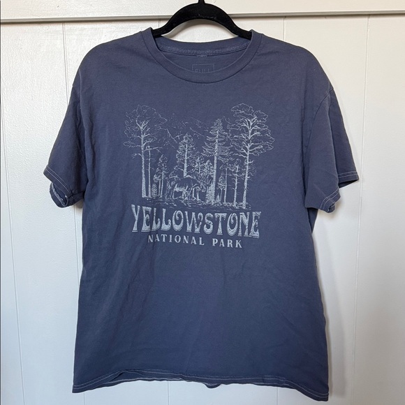 Tilly's Tops - Tilly's Dusty Blue Yellowstone Graphic Tee